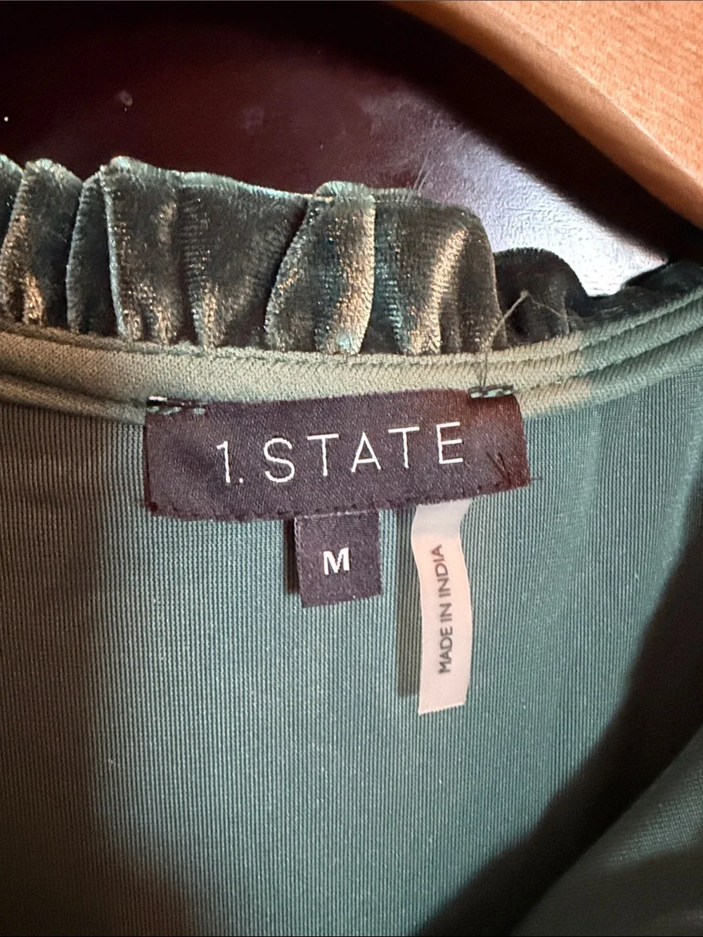 1. State Deep Green Velvet Tiered Long Sleeve Dress - Picture 2 of 5